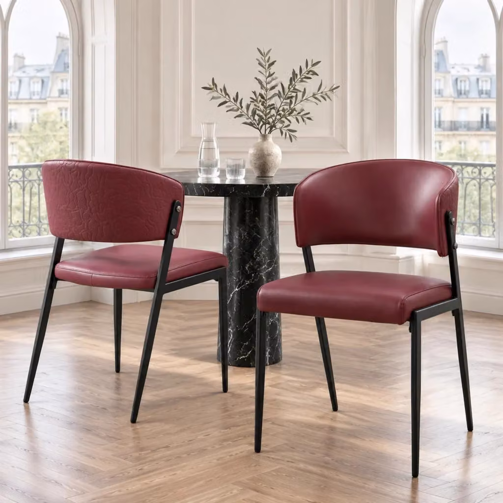 Sedia da pranzo MIVRAY in similpelle rossa con struttura in metallo e design moderno per cucina, soggiorno o ufficio – 2