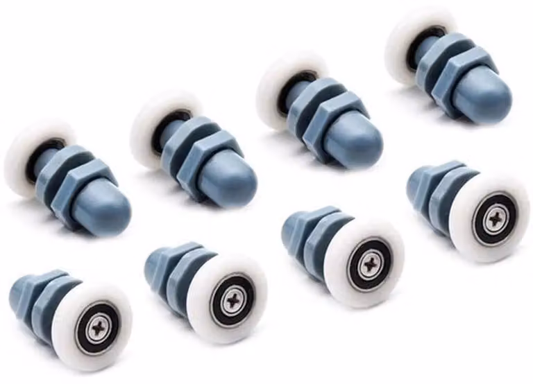 Set di rulli per doccia da 20 mm - 8 pezzi - Materiale plastico - Adatto per porte doccia e porte scorrevoli rotonde - Porte di cabine doccia - Porte a forma di semicircolo - Alta qualità