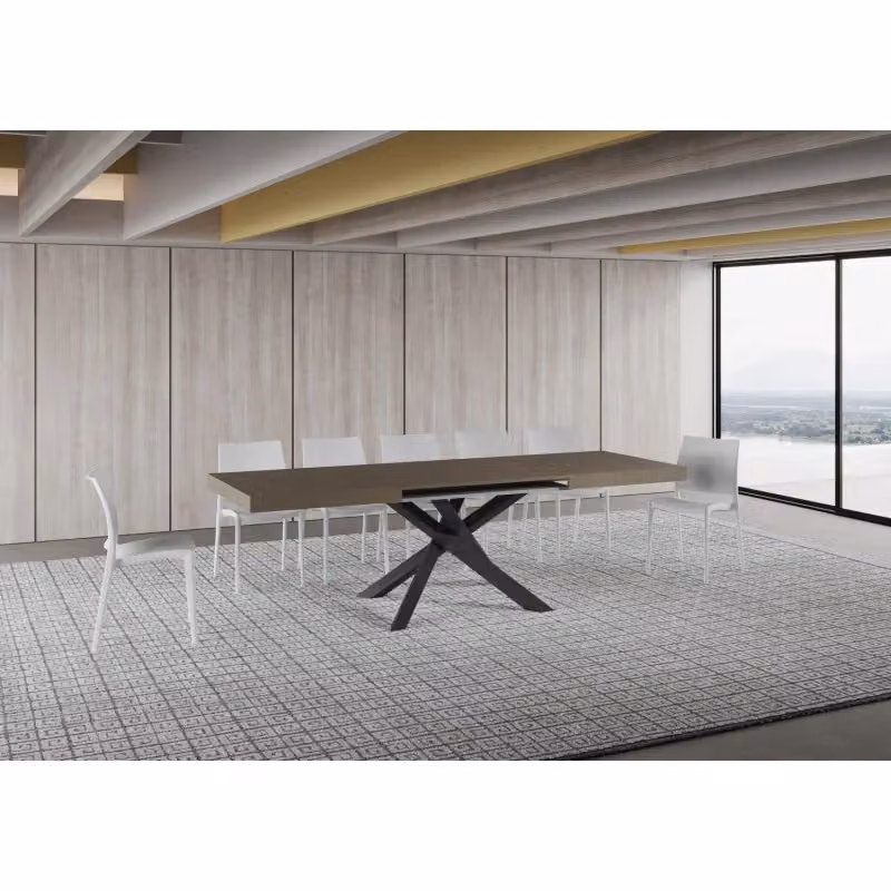 Tavolo allungabile Itamoby Volantis con telaio in metallo antracite e piano beige L: 160-264 cm, P: 90 cm – 2