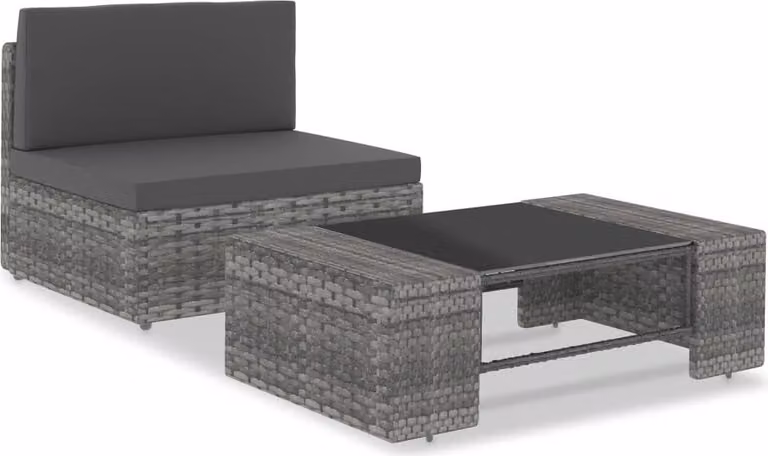 Maison Exclusive - Set da lounge per giardino, composto da 2 pezzi, in rattan sintetico grigio