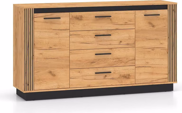 FURNLUX Credenza Urso Rovere e Nero 160cm / Colore principale: Beige / Dimensioni: 160 x 90 x 40 cm