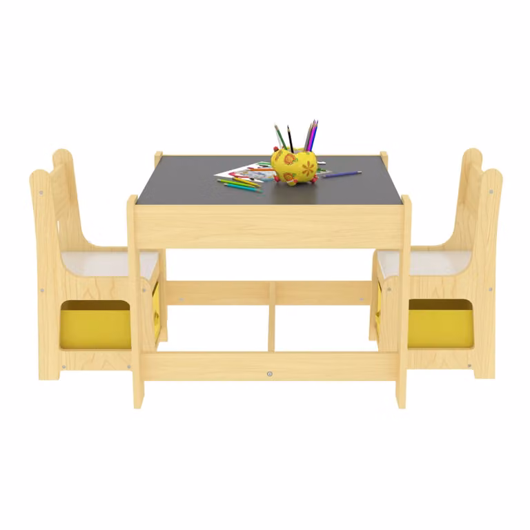 In And OutdoorMatch Tavolo per bambini Chasity - Con 2 sedie - Multicolore - Truciolato e tessuto - Design moderno