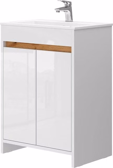Set di mobili da bagno Lemgo Bianco lucido 2 pezzi Vicco