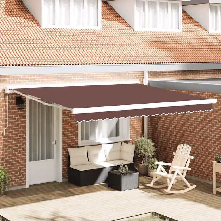 Tenda da Sole Retrattile Automatica vidaXL con Telecomando in Alluminio e Poliestere, Marrone, L: 400 cm, P: 300 cm