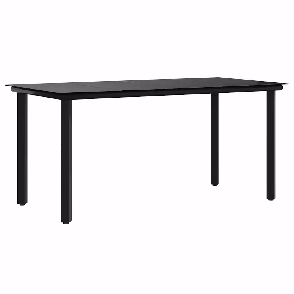 Tavolo da pranzo da giardino moderno vidaXL in acciaio nero e vetro temperato L/P/H: 160 x 80 x 74 cm – 2