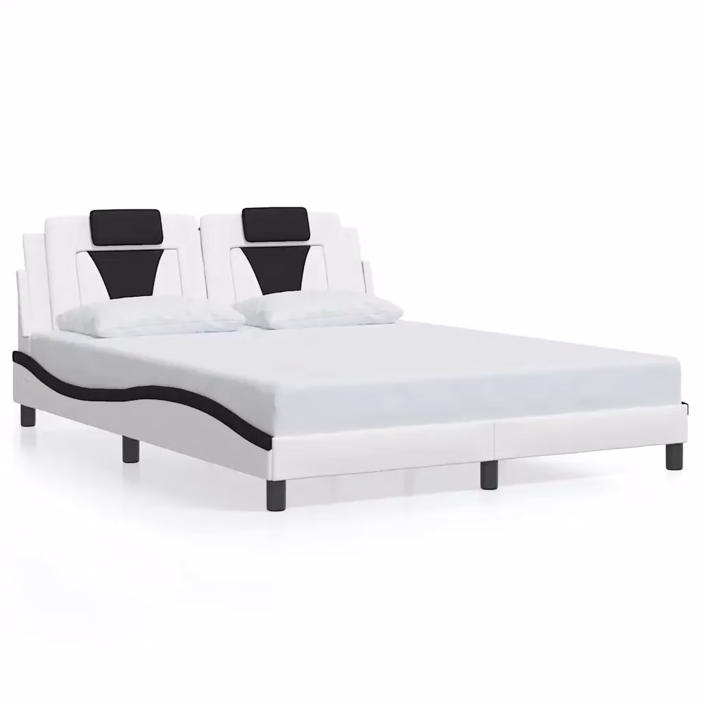 vidaXL Giroletto Viana senza Materasso in Similpelle Nero e Bianco L/P/H: 200 x 160 x 74,5 cm – 2