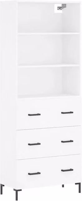 Credenza | Madia | Buffet da pranzo | Armadio da pranzo Bianca 69,5x34x180 cm in Legno Multistrato