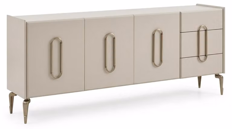 Mobile bar moderno, bianco, in legno e metallo, grande, ideale come credenza o consolle