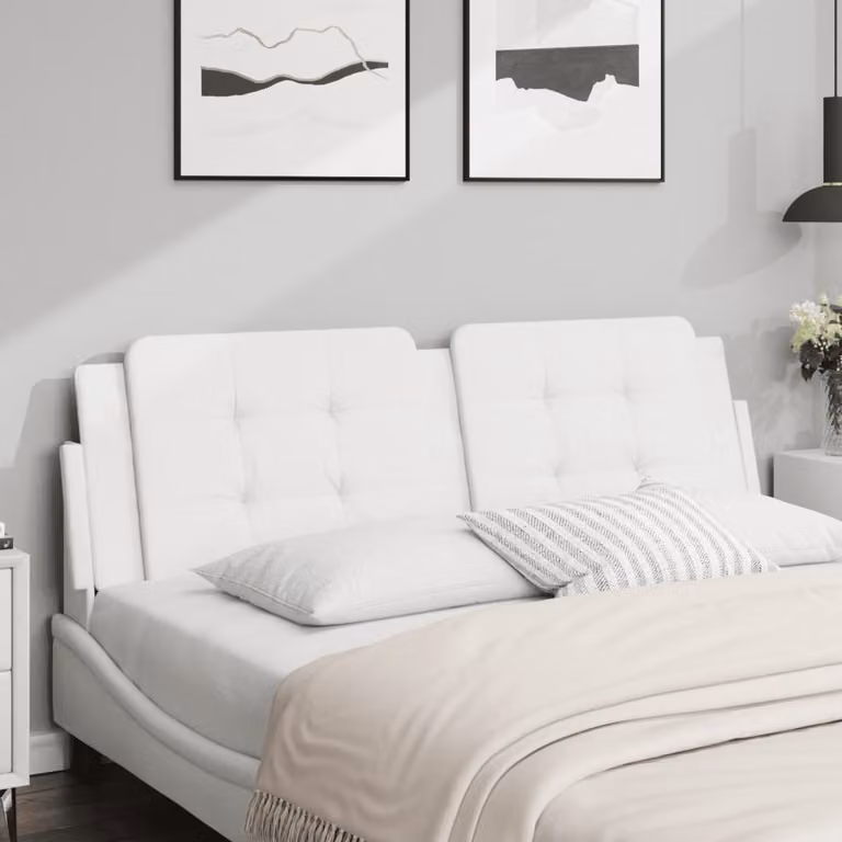 Testiera per letto imbottita vidaXL Zadar in similpelle bianca, L: 160 cm