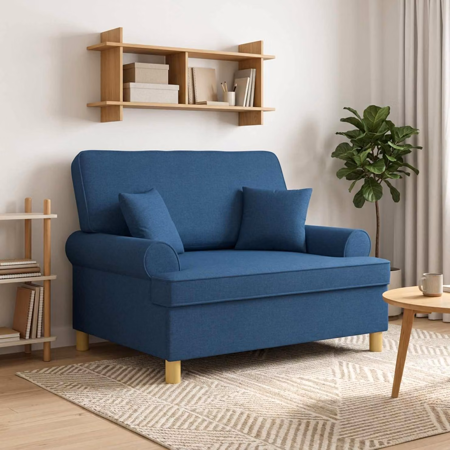 Poltrona relax XXL vidaXL blu in tessuto con cuscini e braccioli
