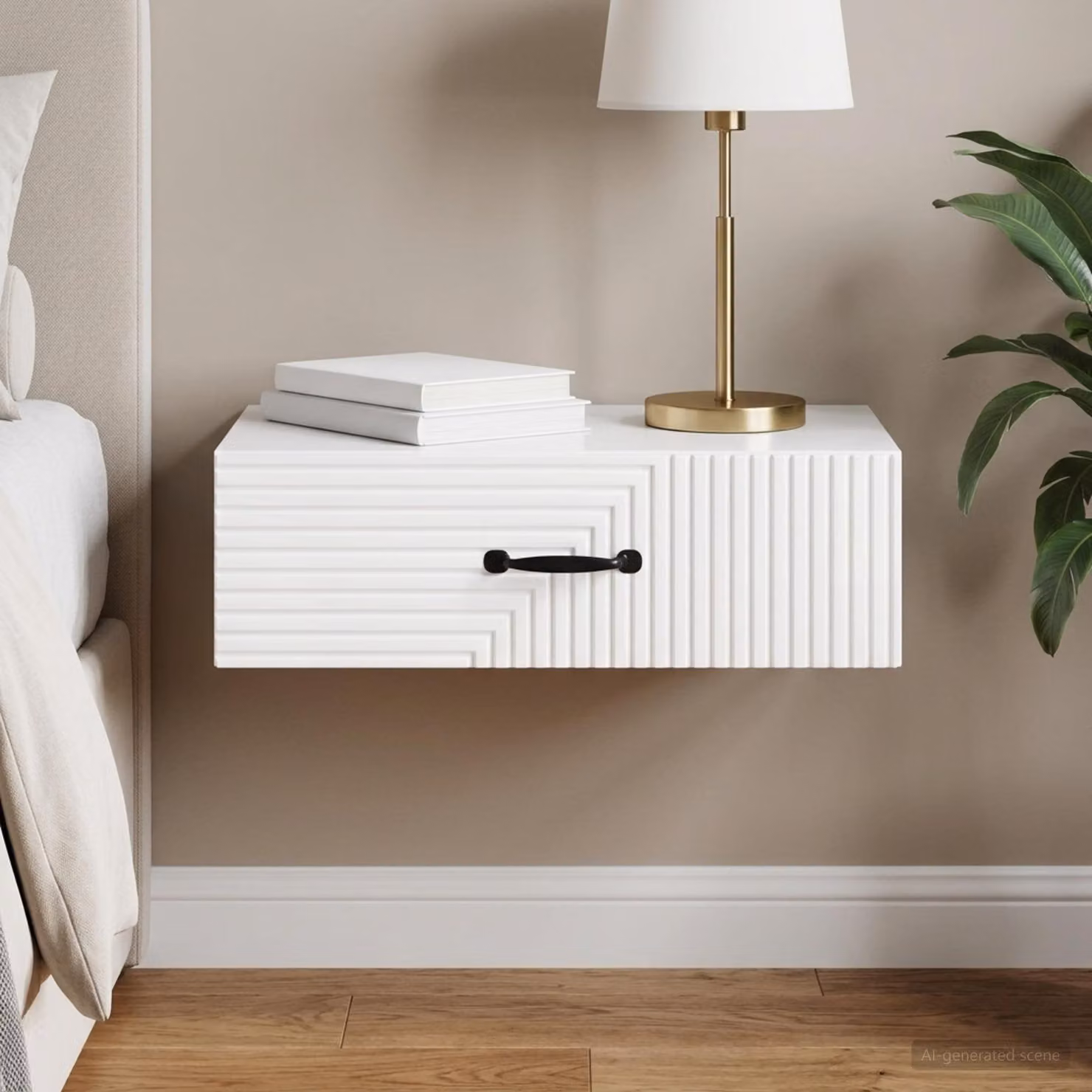 vidaXL Tavolino da parete laterale bianco lucido L 59 cm, P 34,5 cm, H 17 cm