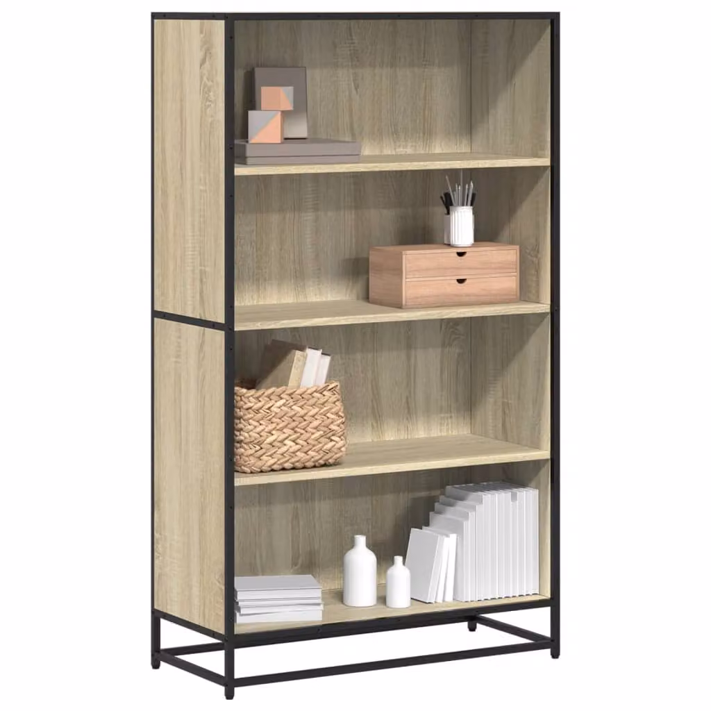 Libreria stile industrial vidaXL in legno e metallo, colore marrone, L: 80,5 cm, P: 35 cm, H: 139 cm