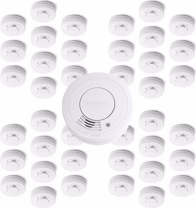 Set di rivelatori di fumo Wiltec 40x con batteria da 3 V installata permanentemente, 10 anni senza manutenzione, rivelatore di incendio con funzione HUSH, affidabile rivelatore di incendio da 85 dB, efficace protezione antincendio
