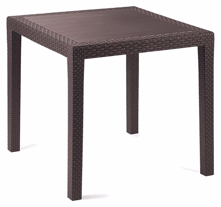 Tavolo da giardino color moka, dimensioni 79x79x72 cm, aspetto rattan
