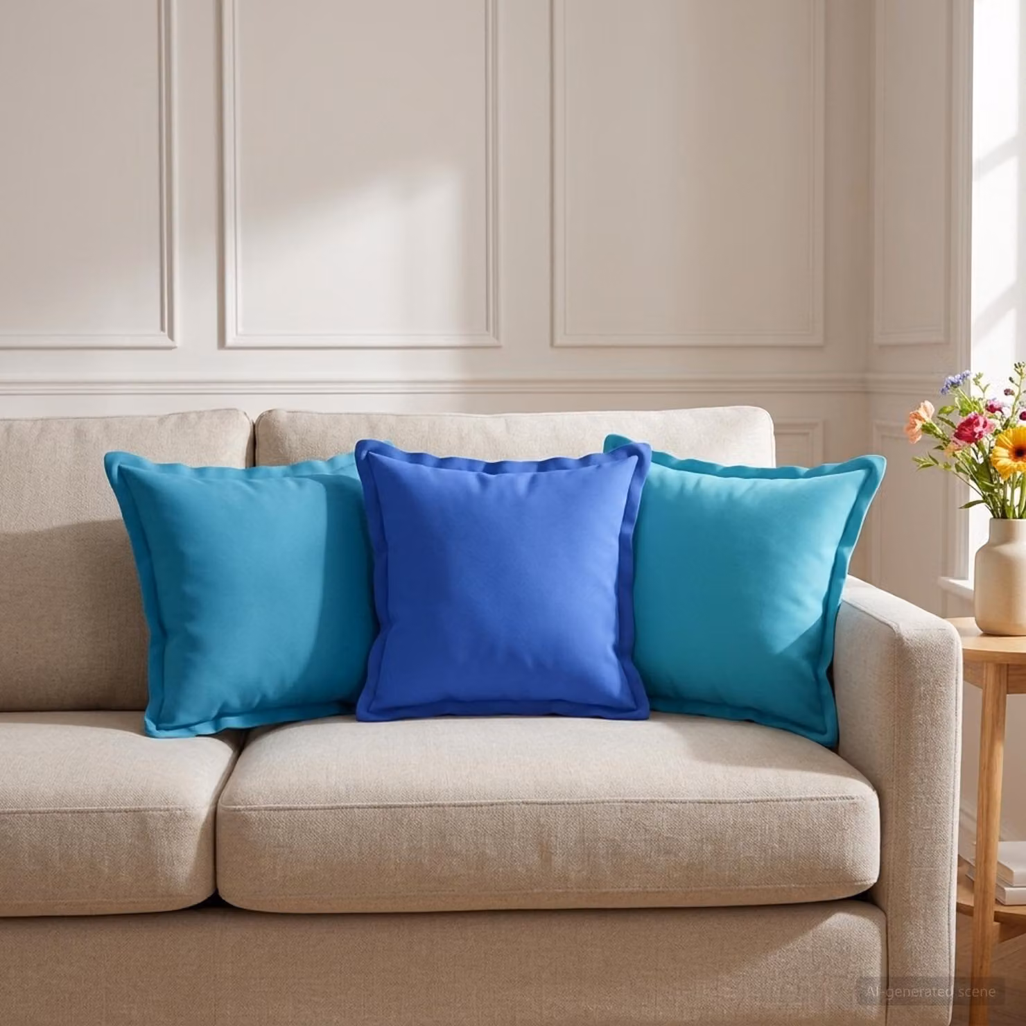 vidaXL Cuscino con cuscino HOUTEN 6 pz Azzurro Poliestere