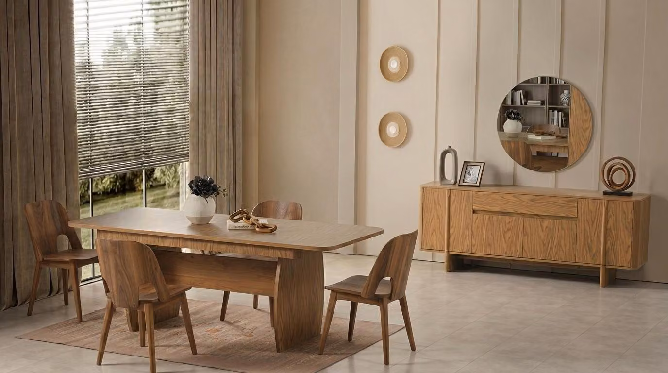 Tisch Konsole Spiegel Wohnzimmer Stil modern braun rechteckig praktisch
