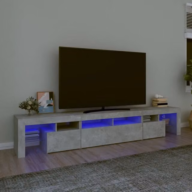 Mobile Porta TV con Luci LED Grigio Cemento 230x36,5x40 cm 3152789