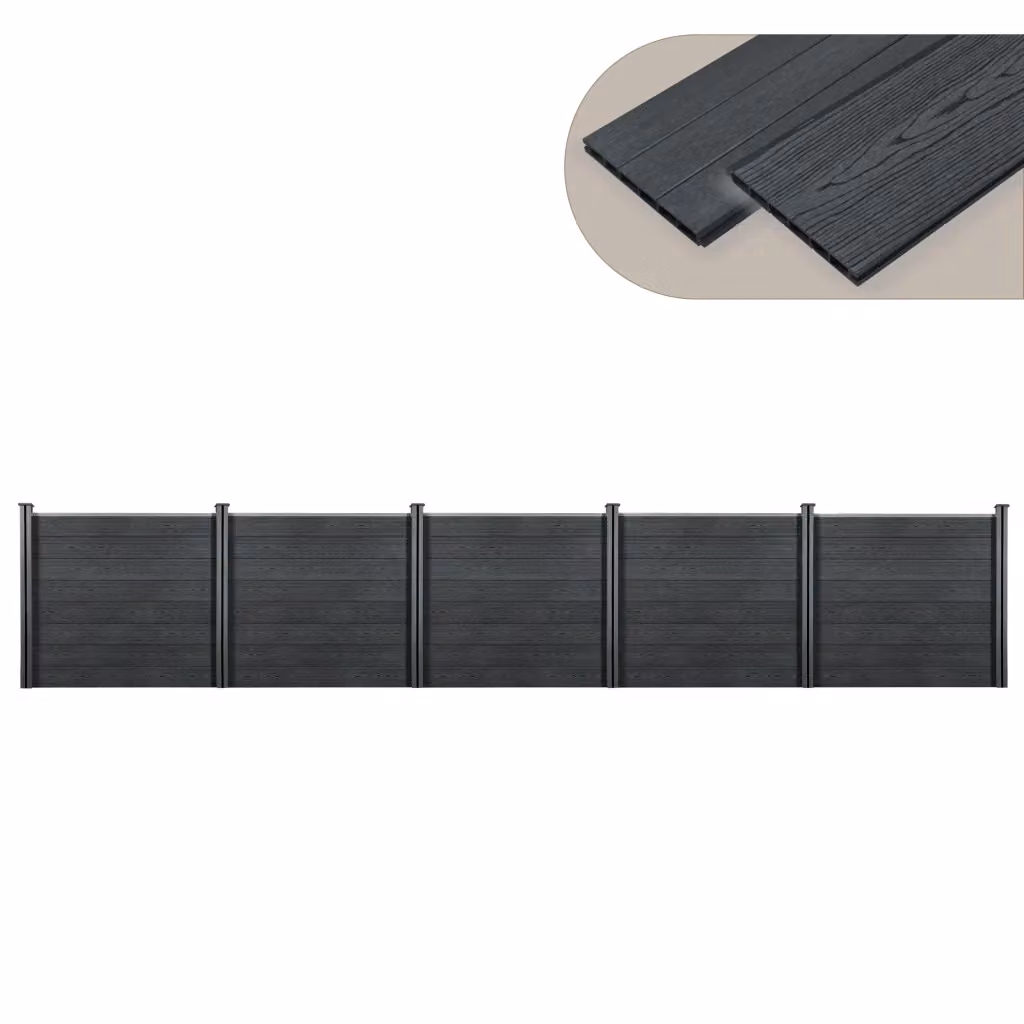 Recinzione in WPC per Giardino NEU.HOLZ Grigia, Staccionata Frangivista Opaca, L: 770 cm, H: 165 cm – 2