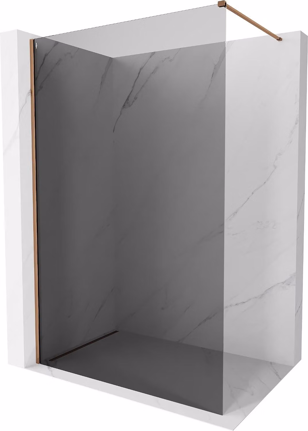 Mexen Kioto-X parete doccia Walk-in 50 x 200 cm, grafite 10 mm, oro rosa - 800-050-101-60-40-X