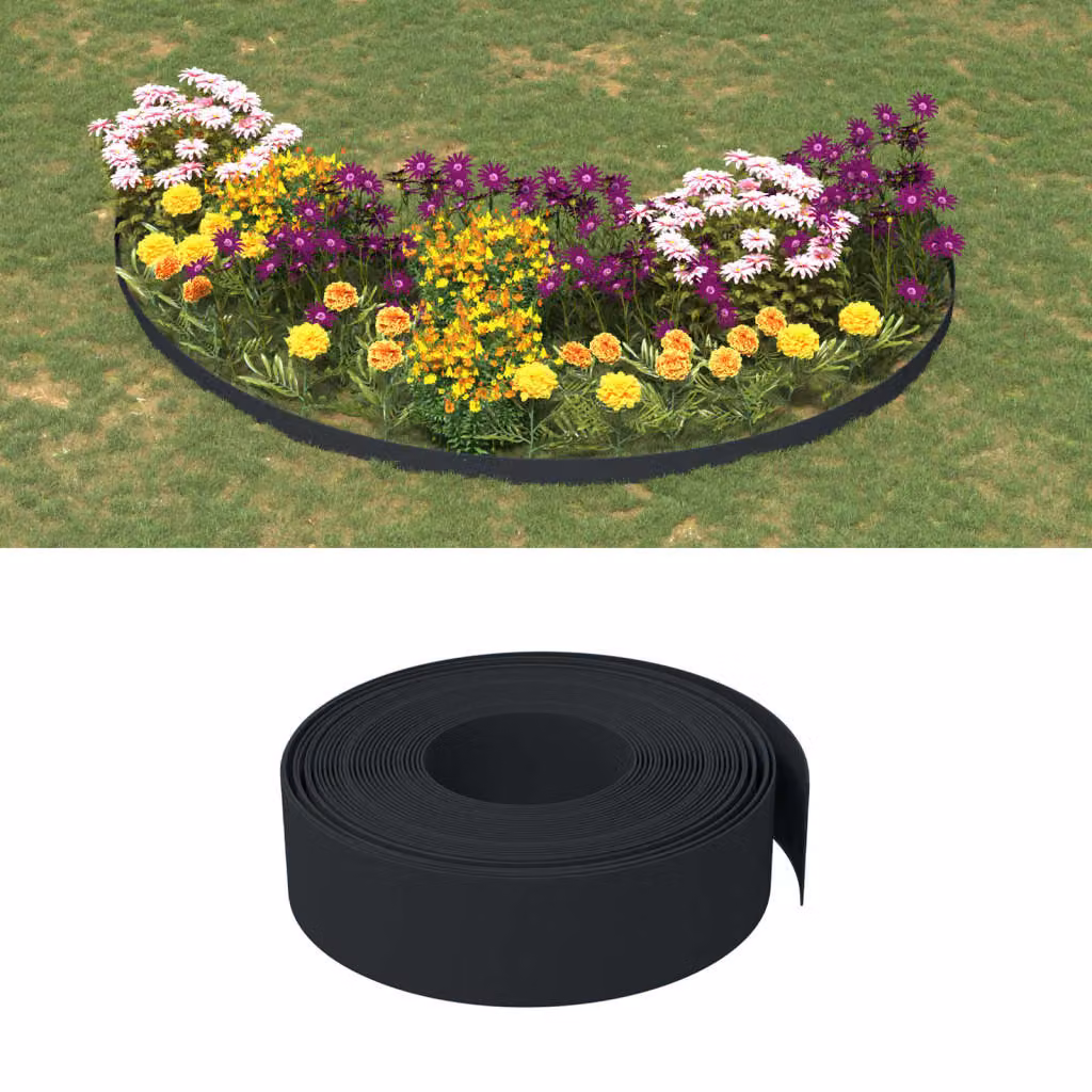Set di 4 bordure da giardino vidaXL in polietilene nere, lunghezza totale 40 m e altezza 15 cm