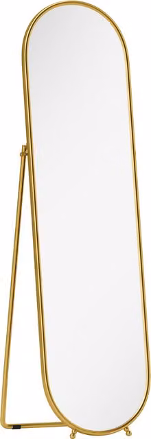Specchio a figura intera HOMCOM con supporto pieghevole in metallo e vetro, colore oro, H 180 x L 50 x P 4 cm