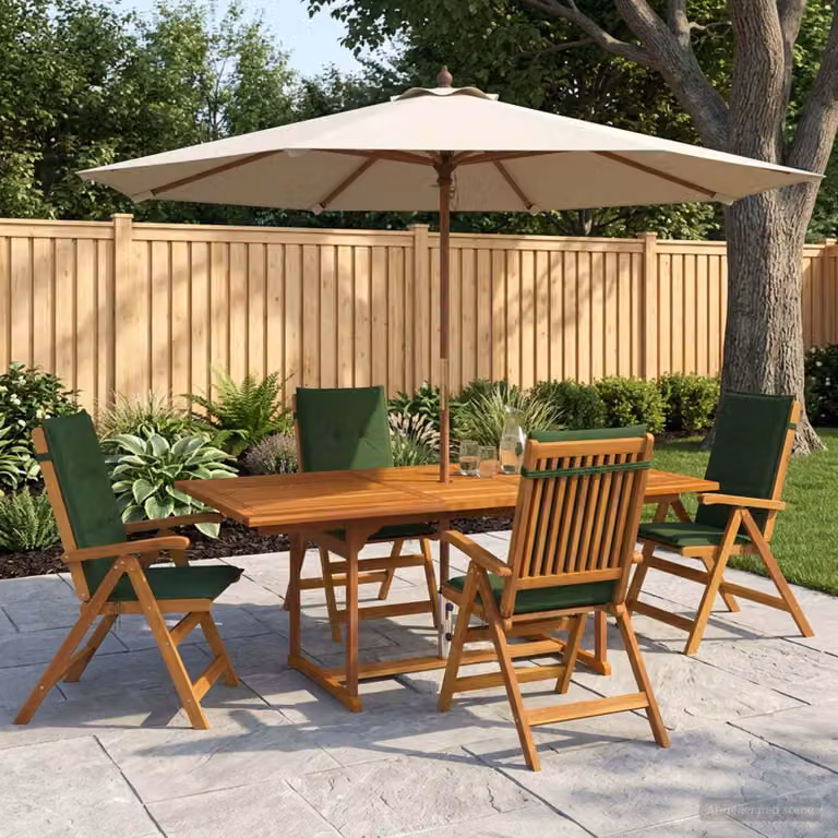 Set da pranzo da giardino vidaXL in legno di acacia oliato, 5 pezzi, Naturale