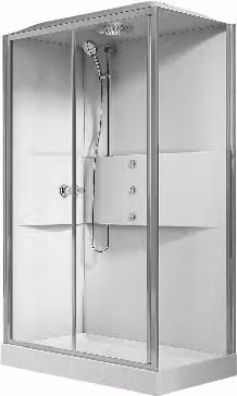 Cabina doccia multifunzione IPERBRIKO rettangolare asimmetrica con anta scorrevole e vetro, colore bianco, L: 120 cm, P: 80 cm