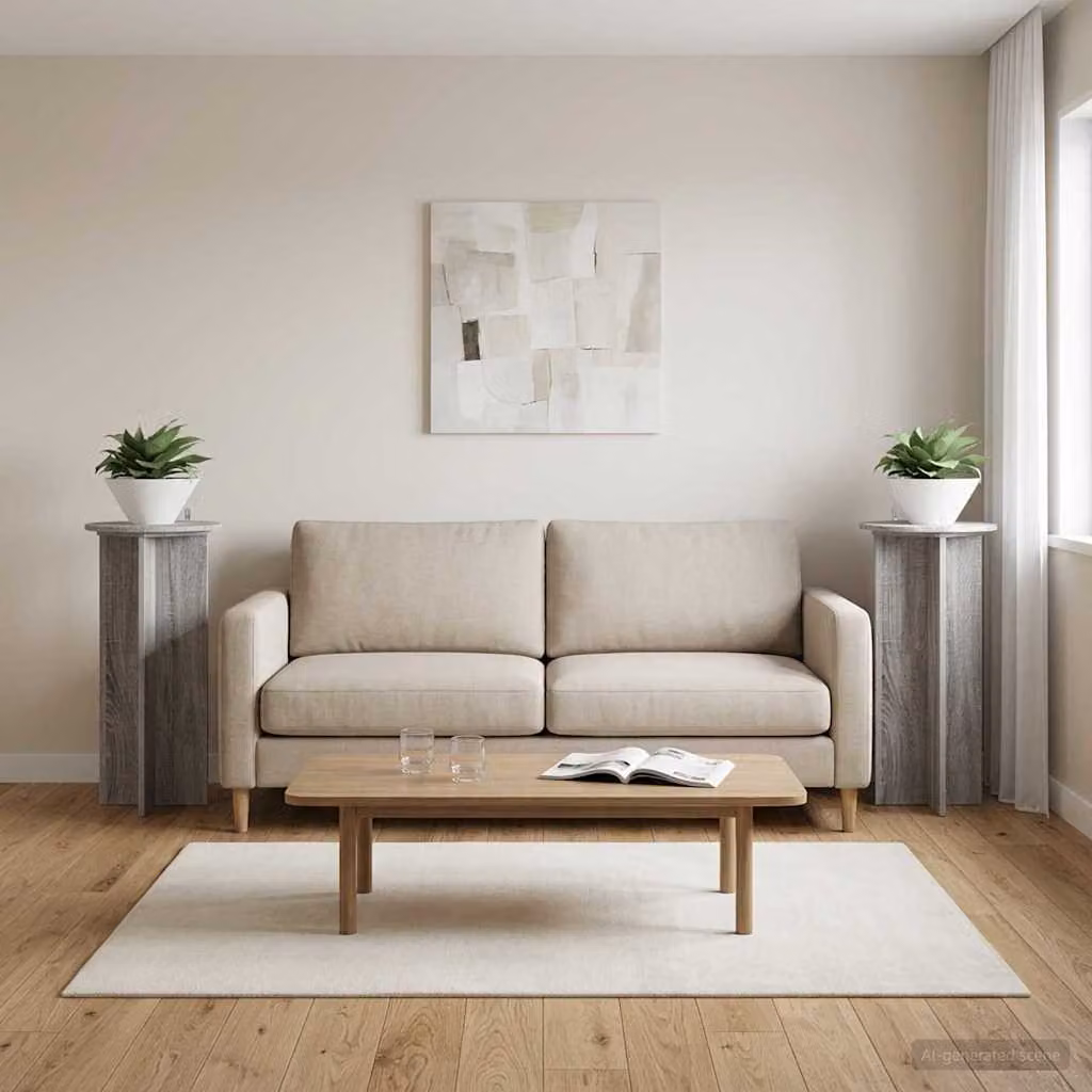 Set di 2 supporti per piante vidaXL in legno MDF, colore Grigio Sonoma, L/P/H: 40 x 40 x 80 cm