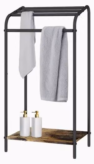 Scaffale compatto marrone scuro/nero 41,5 x 79,5 x 28,5 cm: moderno e salvaspazio per la doccia - Design
