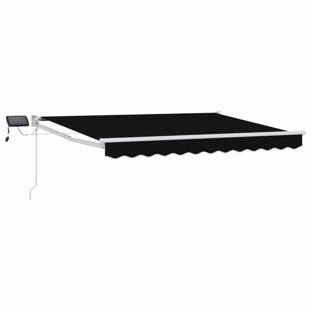 Tenda retrattile manuale VIDAXL con LED in poliestere e acciaio, colori nero e bianco, L: 3 m, P: 2,5 m – 2