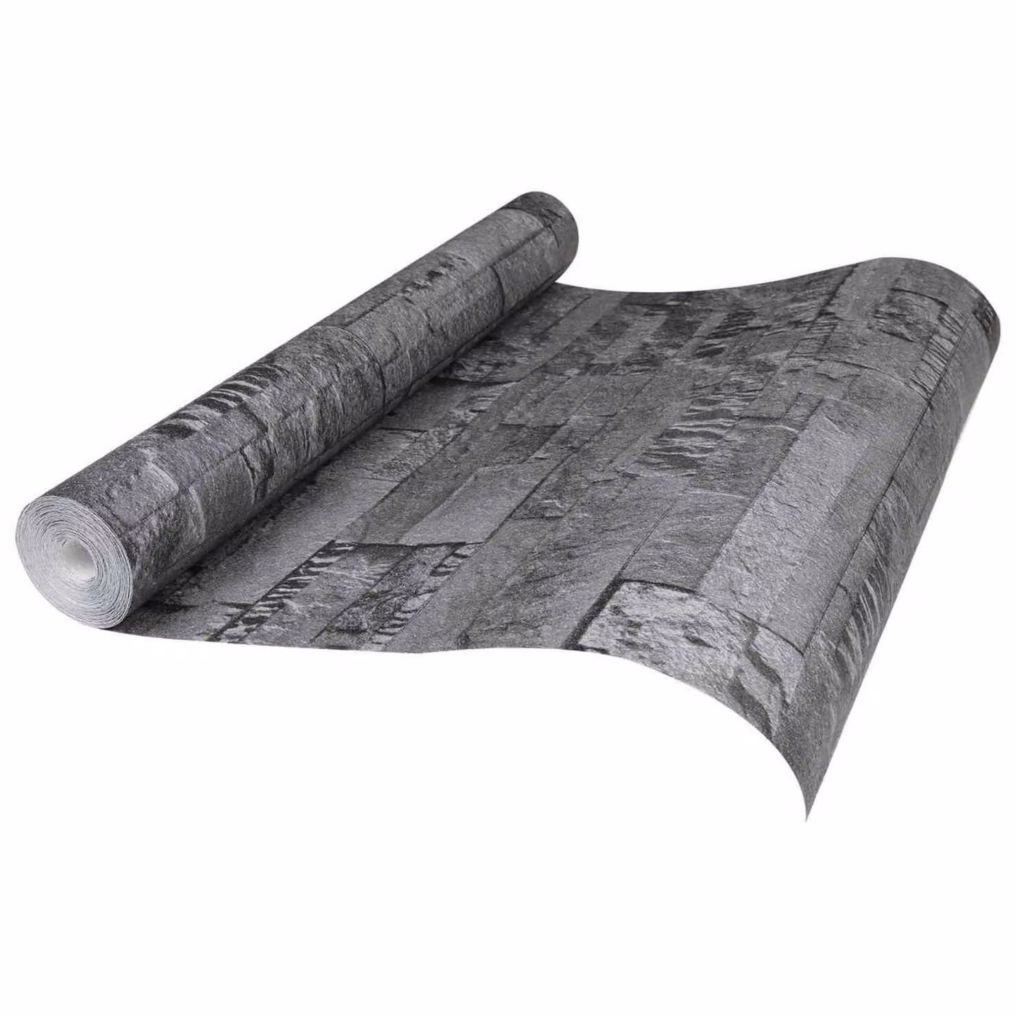 vidaXL Carta da Parati Effetto Pietra 3D in Tessuto Non Tessuto, Colore Nero e Grigio, 10 x 0,53 m