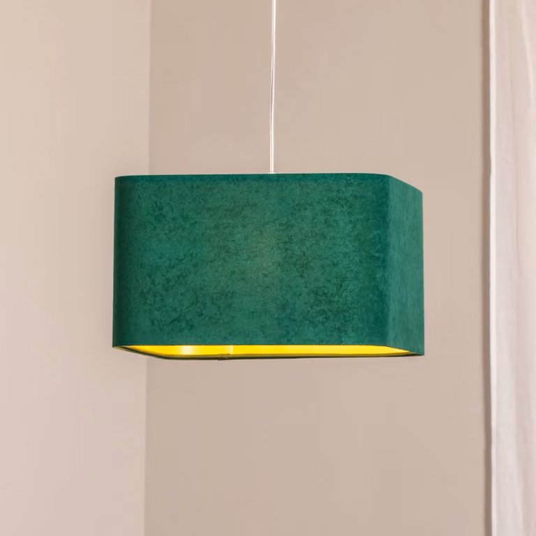 Lampada a sospensione Kwadro Maco Design, dimmerabile, Verde, Soggiorno / Sala da pranzo, Tessuto / Stoffa / Seta, Lampada a sospensione