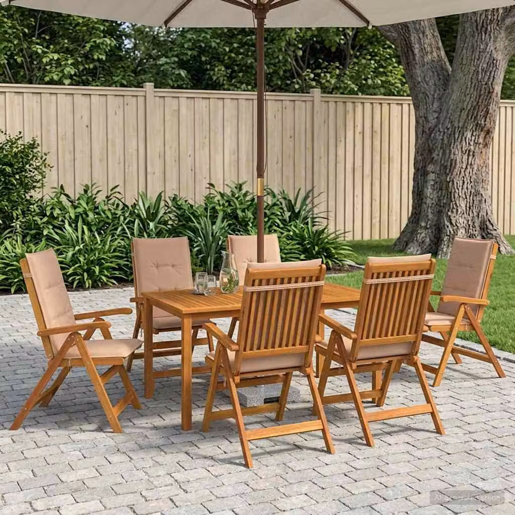 Set da pranzo da giardino vidaXL in legno di acacia naturale composto da 7 pezzi