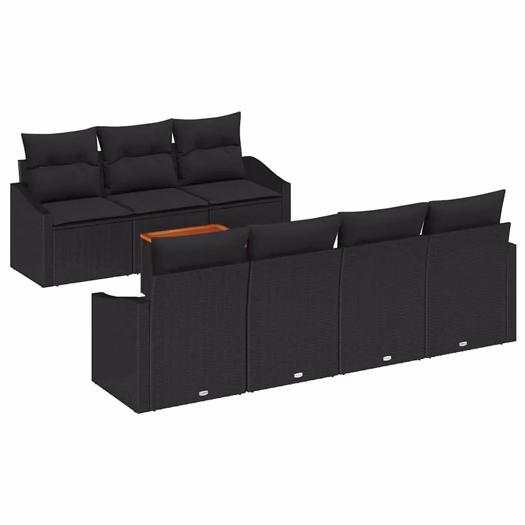 Set Divano da Giardino vidaXL 8 Pezzi a Forma di L con Tavolino e Cuscini, Nero – 2