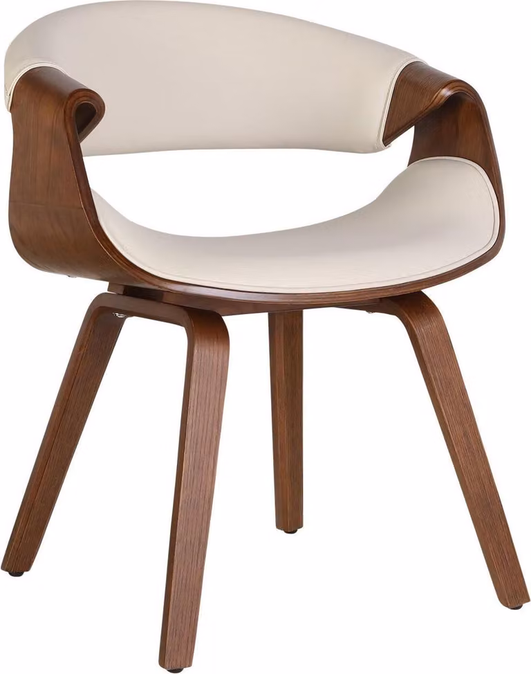 Sedia da pranzo - Sedia da cucina - Comoda con braccioli | Colore: crema | Materiale: Pelle finta
