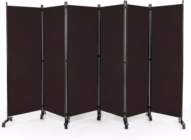 Paravento pieghevole moderno marrone in poliestere per privacy e decorazione L: 334,5 cm, P: 30 cm, H: 172 cm