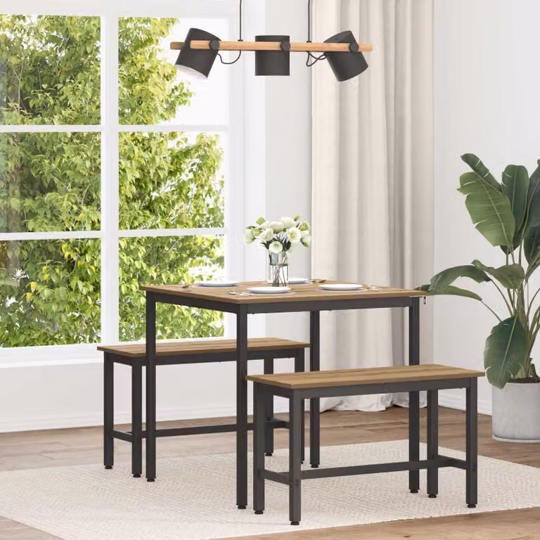 Tavolo da pranzo quadrato vidaXL in legno ingegnerizzato e metallo, L/P/H: 80 x 80 x 75 cm
