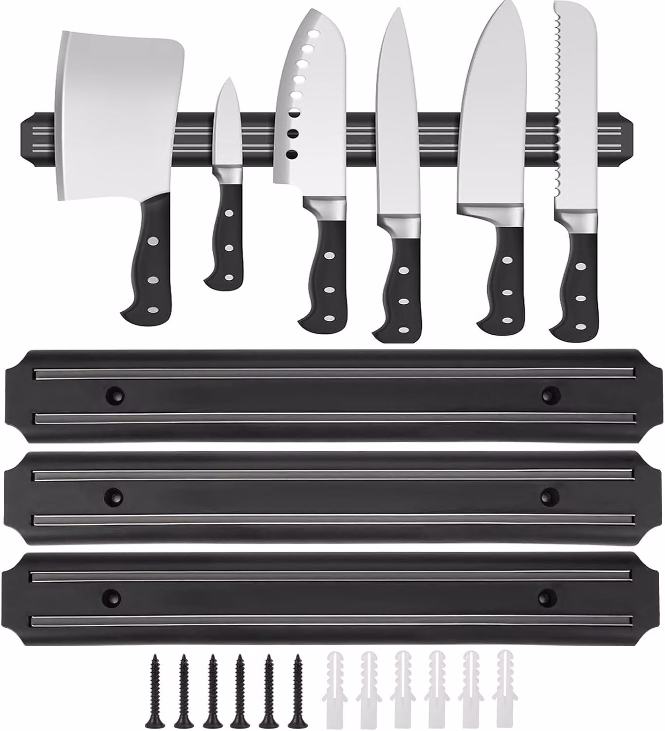 Supporti magnetici per utensili da cucina, lunghezza 33 cm, set da 3 pezzi, in acciaio inossidabile