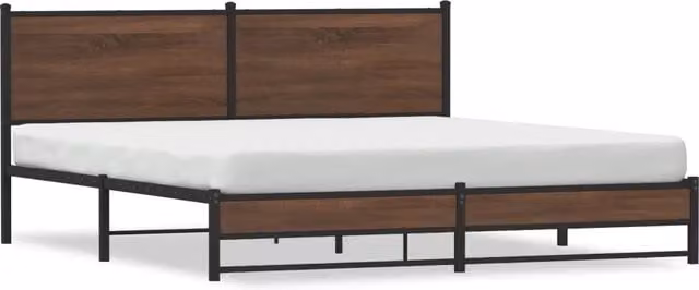 Letto matrimoniale in metallo color rovere marrone L 160 cm x P 200 cm