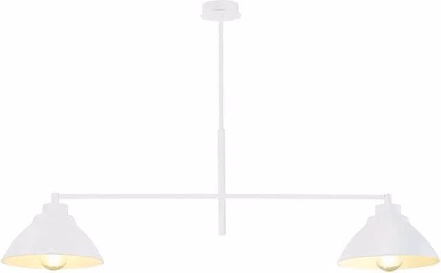 Lampadario da soffitto minimalista Luceart-Classic Gemini in acciaio bianco con 2 luci E27
