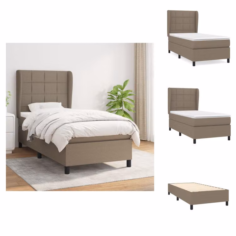 vidaXL Letto a molle con materasso Taupe 80x200 cm in tessuto - Letti e strutture letto