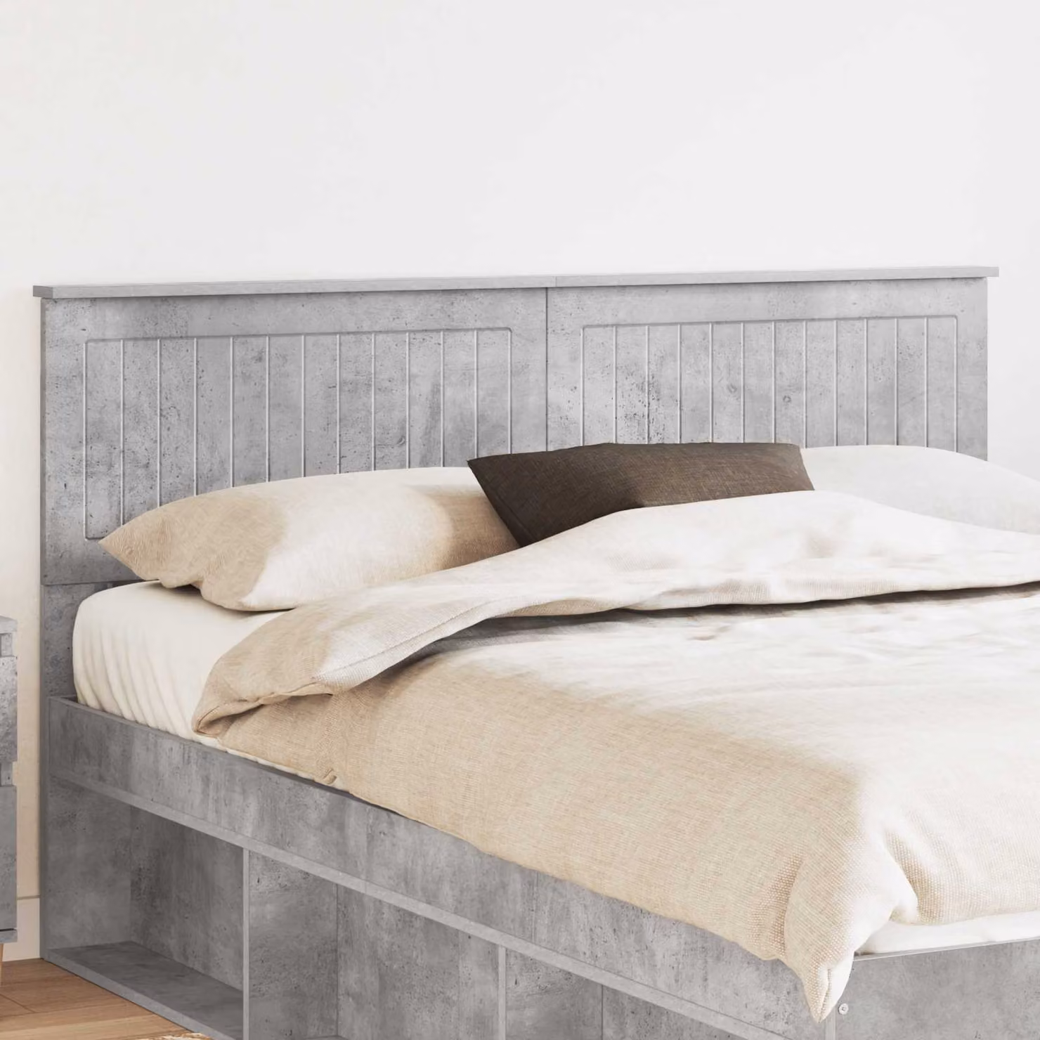 Testiera per letto moderna vidaXL in legno ingegnerizzato, colore grigio cemento, H 153 x L 90 x P 7 cm