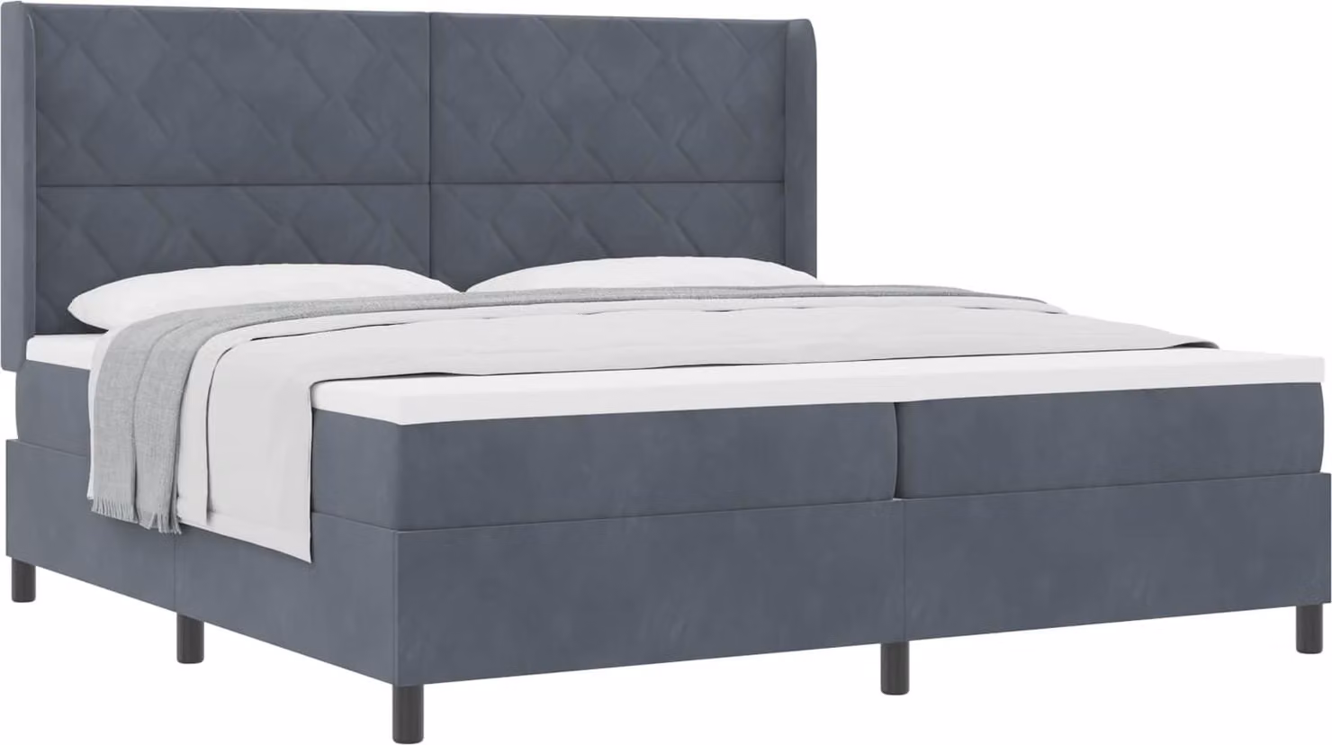 Letto a molle con materasso grigio scuro 200 x 200 cm in velluto