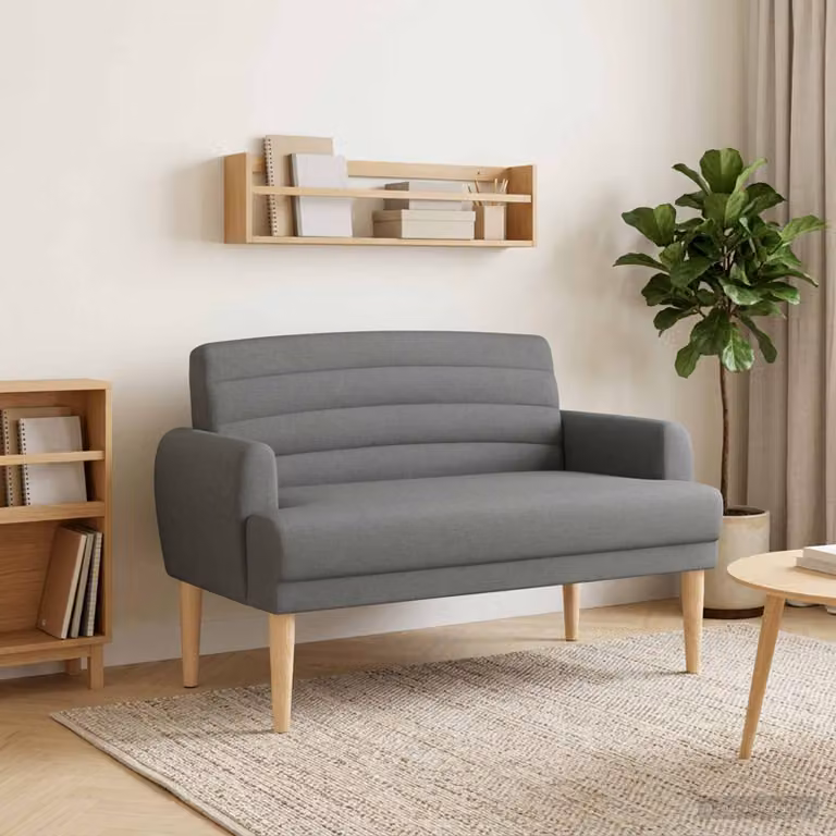 Loveseat vidaXL in tessuto con bottoni imbottiti Grigio, L: 116 cm, P: 67 cm, H: 80 cm