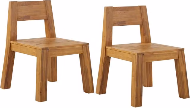 Set di 2 sedie da giardino Beliani in legno di acacia color marrone con design rustico e moderno per interno ed esterno