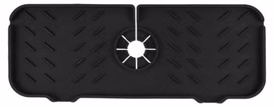 Lavabo in silicone con vano portaoggetti, dispositivo di asciugatura e meccanismo di scarico a rotazione, , nero