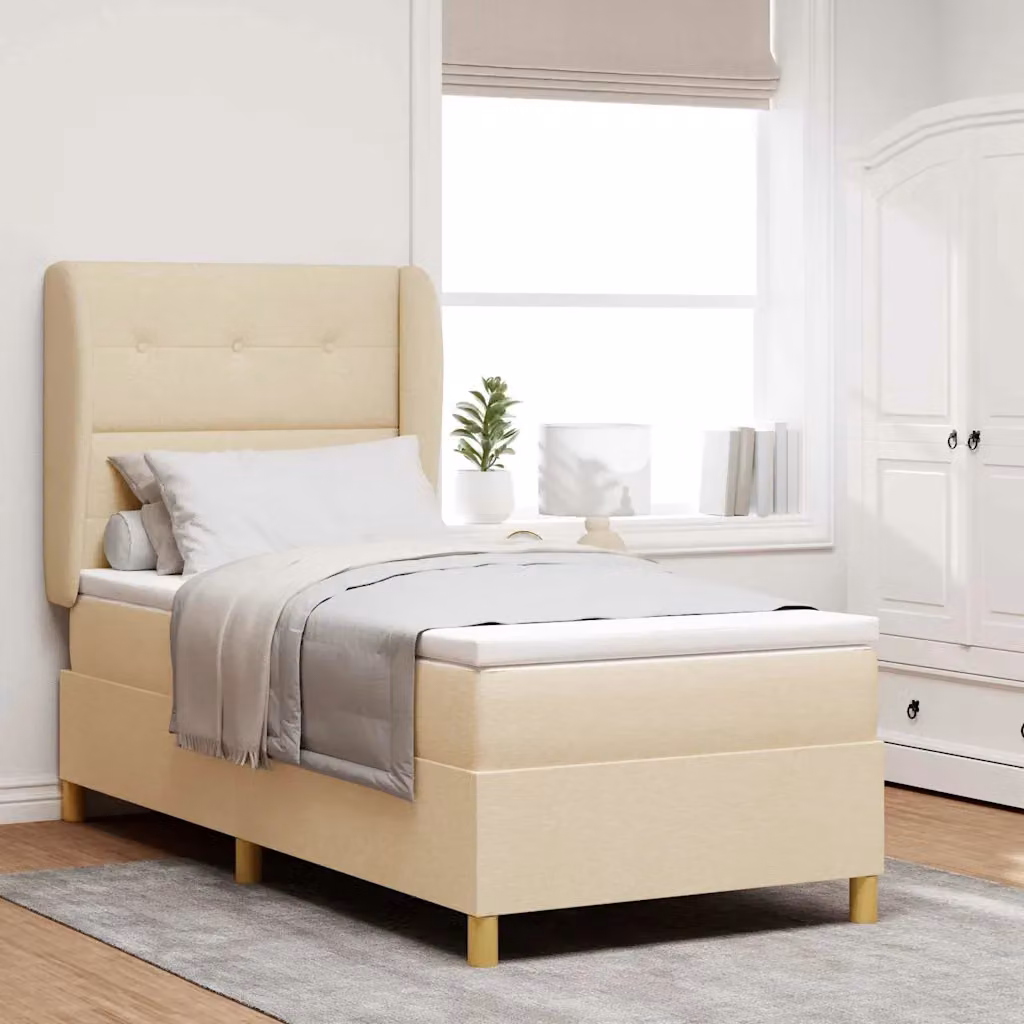 Letto ibrido con testiera vidaXL in tessuto beige L 190 cm x P 90 cm