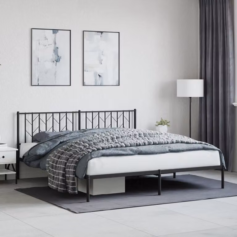 vidaXL Giroletto con Testiera in Metallo Nero L: 187 cm, P: 219 cm, H: 90 cm