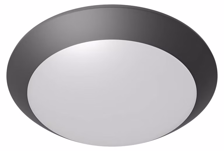 Lampada da soffitto per esterni Braytron in antracite IP65 Ø265 mm – Attacco E27 max. 23 W – Lampada rotonda per ambienti umidi con sensore di movimento