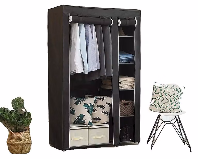 Armadietto, robusto telaio in metallo, design moderno e minimalista, nero